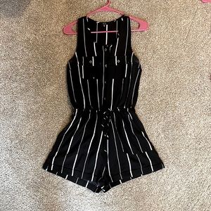 Black and white striped romper